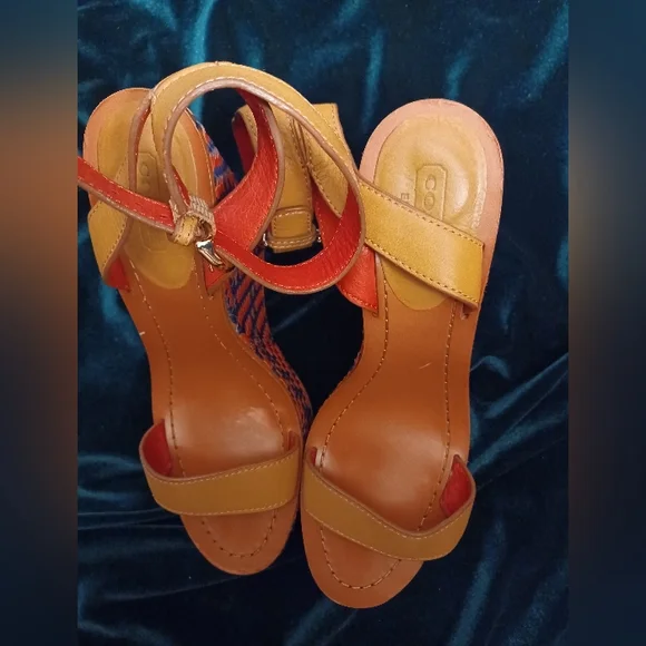 Coach Gemma Woven Leather Wedge Sandal - Picture 3 of 6